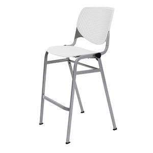 Pemberly Row Transitional Polypropylene Stack Barstool in White