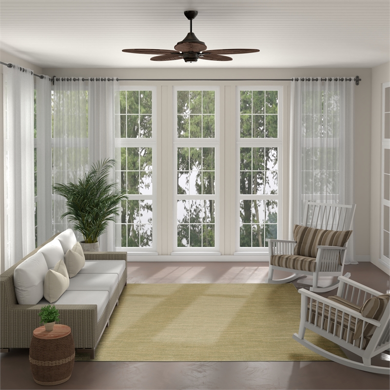 Pemberly Row Contemporary 9' x 12' Green Gold Fabric Area Rug