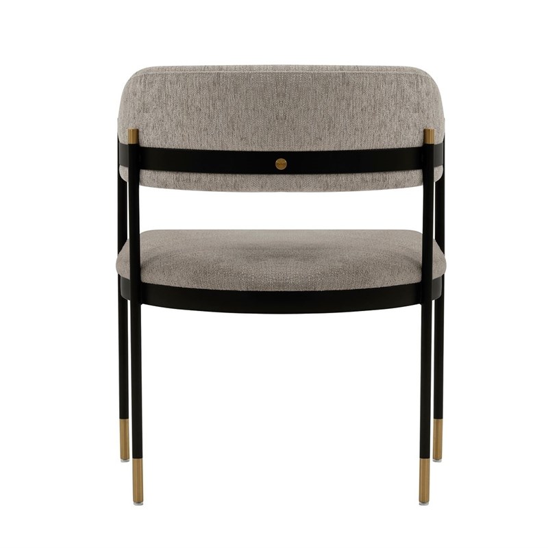 Pemberly Row Contemporary Dining Armchair with Metal Frame in Stone