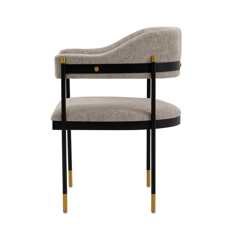 Pemberly Row Contemporary Dining Armchair with Metal Frame in Stone