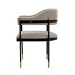 Pemberly Row Contemporary Dining Armchair with Metal Frame in Stone