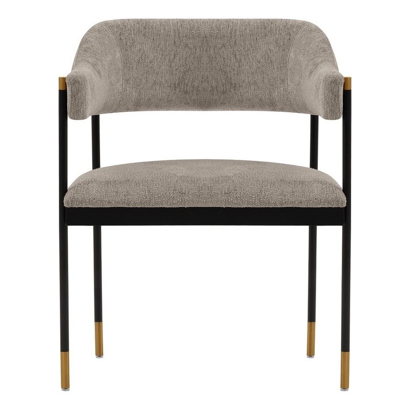 Pemberly Row Contemporary Dining Armchair with Metal Frame in Stone