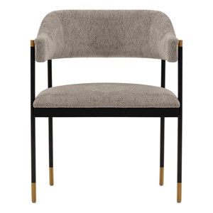 Pemberly Row Contemporary Dining Armchair with Metal Frame in Stone