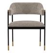 Pemberly Row Contemporary Dining Armchair with Metal Frame in Stone