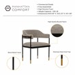 Pemberly Row Contemporary Dining Armchair with Metal Frame in Stone