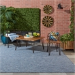 Pemberly Row Contemporary 10' x 14' Navy Blue Fabric Modern Area Rug