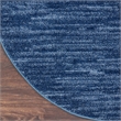 Pemberly Row Contemporary 6' Round Navy Blue Fabric Outdoor Area Rug