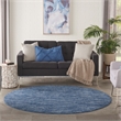 Pemberly Row Contemporary 6' Round Navy Blue Fabric Outdoor Area Rug