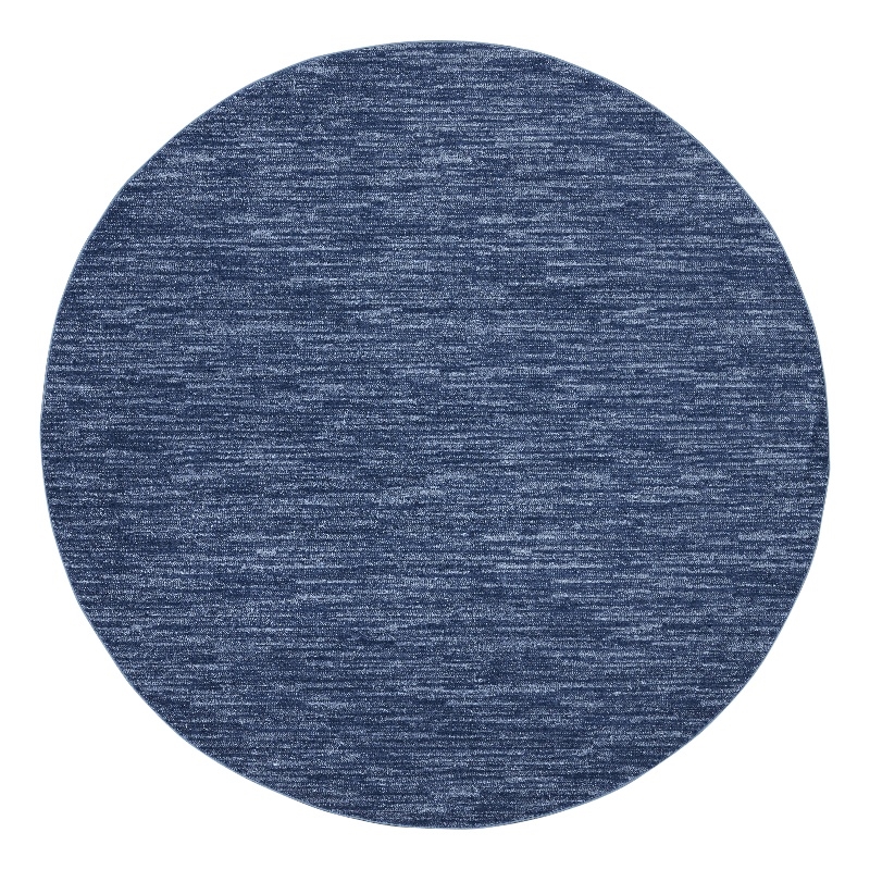 Pemberly Row Contemporary 6' Round Navy Blue Fabric Outdoor Area Rug