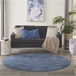 Pemberly Row Contemporary 6' Round Navy Blue Fabric Outdoor Area Rug