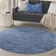 Pemberly Row Contemporary 6' Round Navy Blue Fabric Outdoor Area Rug