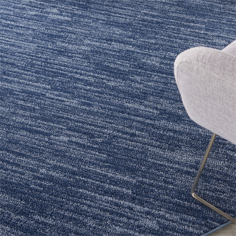 Pemberly Row Contemporary 6' Round Navy Blue Fabric Outdoor Area Rug