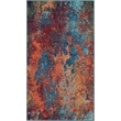 Pemberly Row Contemporary 3' x 5' Blue and Red Fabric Modern Area Rug