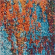 Pemberly Row Contemporary 3' x 5' Blue and Red Fabric Modern Area Rug