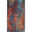 Pemberly Row Contemporary 3' x 5' Blue and Red Fabric Modern Area Rug