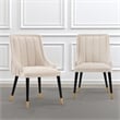 Pemberly Row Contemporary Dining Chair from Solid Wood in Cream - Set of 2