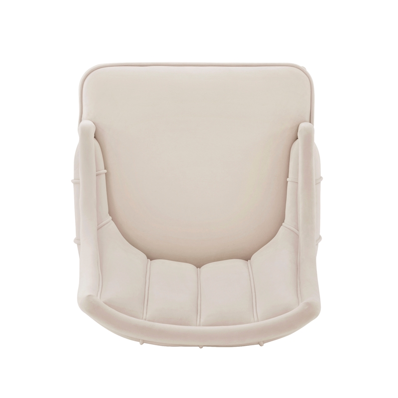 Pemberly Row Contemporary Dining Chair from Solid Wood in Cream - Set of 2