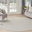 Pemberly Row 10' x Round Ivory Silver Fabric Modern Area Rug