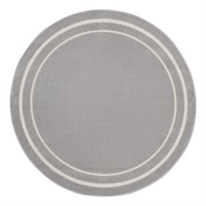 Pemberly Row 96&quot Round Contemporary Indoor / Outdoor Rug in Gray / Ivory