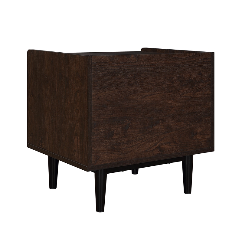 Pemberly Row Nightstand from Engineered Wood in Dark Brown and Black - Set of 2