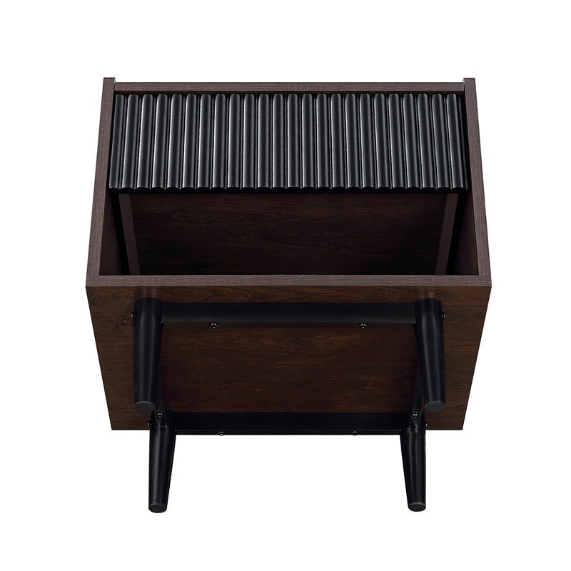 Pemberly Row Nightstand from Engineered Wood in Dark Brown and Black - Set of 2