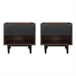Pemberly Row Nightstand from Engineered Wood in Dark Brown and Black - Set of 2