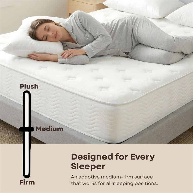 Pemberly Row Modern 9-Inch Polyurethane Twin Mattress in White