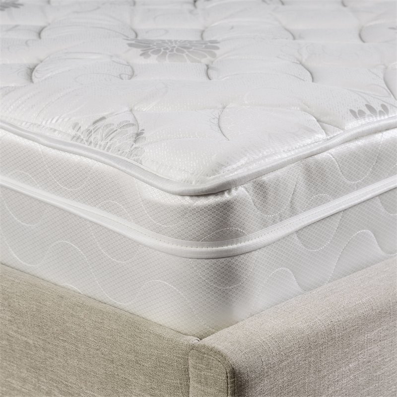 Pemberly Row Modern Fabric 9-Inch Full Euro Top Mattress in White