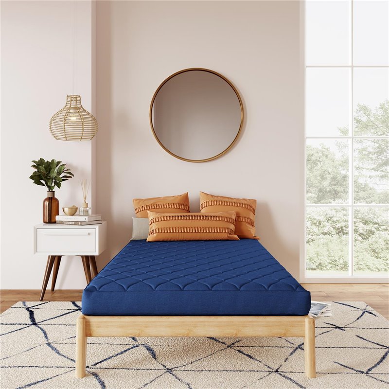 Pemberly Row 6-Inch Quilted Twin Mattress with Removable Cover in Blue