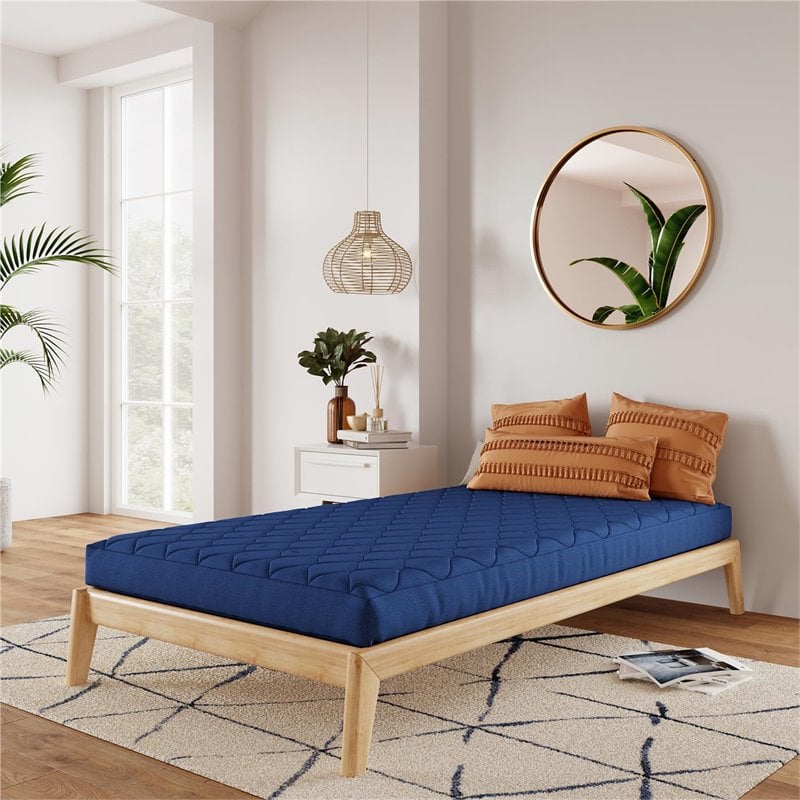 Pemberly Row 6-Inch Quilted Twin Mattress with Removable Cover in Blue