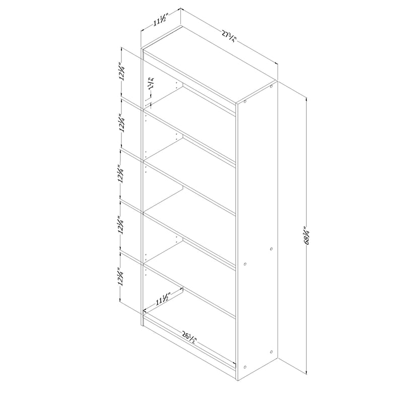 Pemberly Row 5-Shelf Transitional Wood Bookcase in Morgan Cherry
