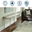 Pemberly Row Contemporary Vinyl Folding Table in Antique Linen