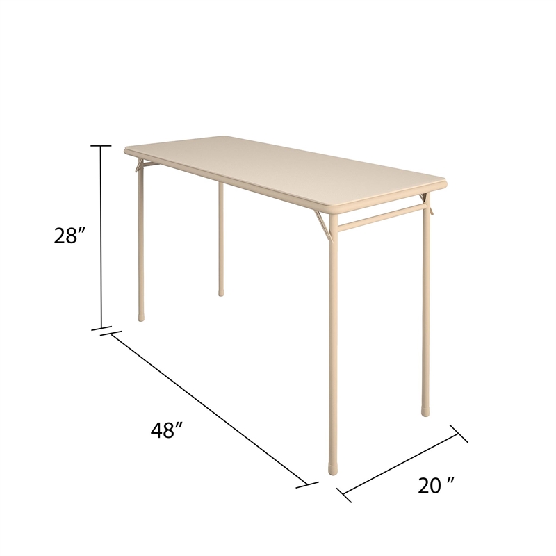 Pemberly Row Contemporary Vinyl Folding Table in Antique Linen