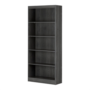 Pemberly Row 5-Shelf Particleboard Wood Bookcase in Gray Oak