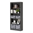 Pemberly Row 5-Shelf Particleboard Wood Bookcase in Gray Oak