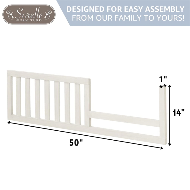 Pemberly Row Modern / Contemporary Wood Toddler Rail in White Finish