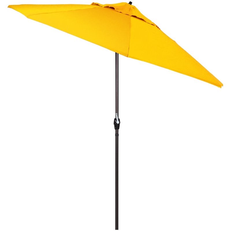 Pemberly Row Contemporary 9' Tilt Crank Lift Patio Umbrella in Yellow