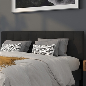 Pemberly Row Contemporary King Fabric Panel Headboard in Black