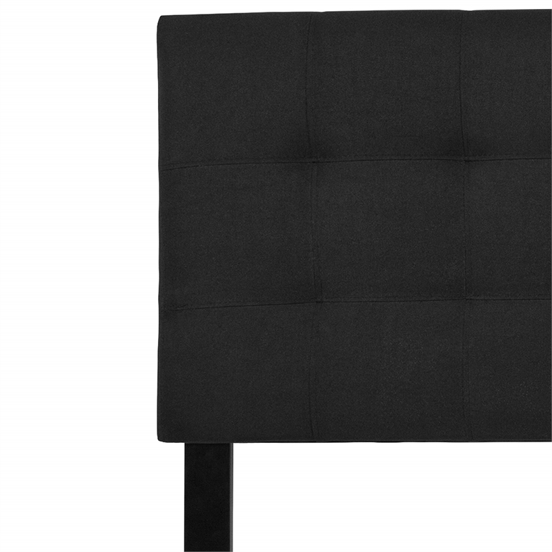 Pemberly Row Contemporary King Fabric Panel Headboard in Black
