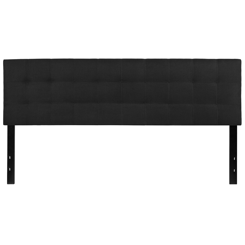Pemberly Row Contemporary King Fabric Panel Headboard in Black
