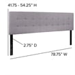 Pemberly Row Contemporary King Fabric Panel Headboard in Light Gray