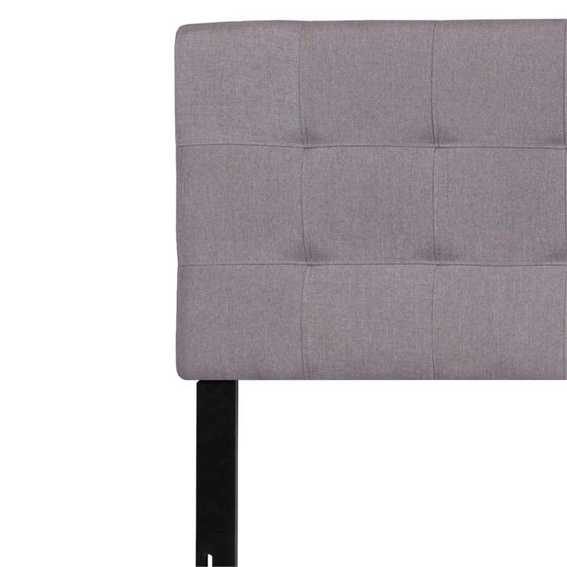 Pemberly Row Contemporary King Fabric Panel Headboard in Light Gray