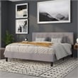Pemberly Row Contemporary King Fabric Panel Headboard in Light Gray