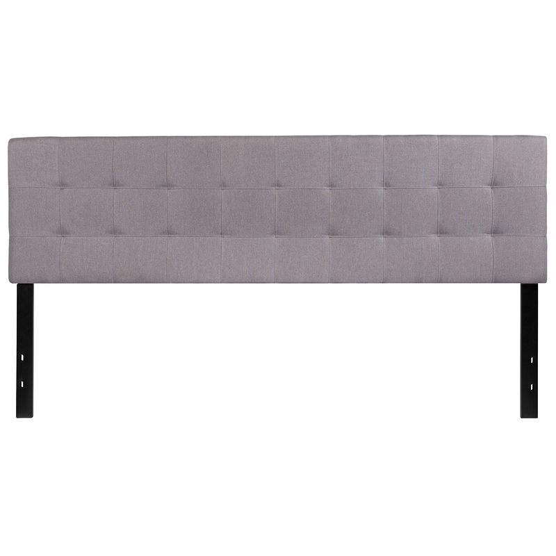 Pemberly Row Contemporary King Fabric Panel Headboard in Light Gray