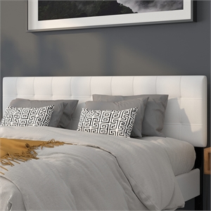 Pemberly Row Contemporary King Fabric Panel Headboard in White