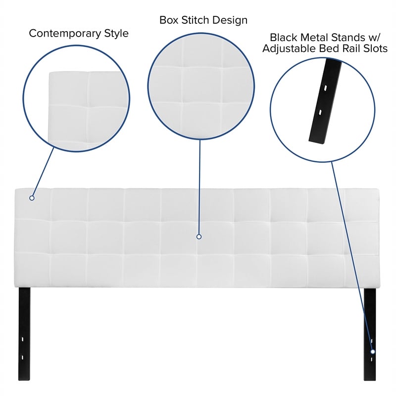 Pemberly Row Contemporary King Fabric Panel Headboard in White