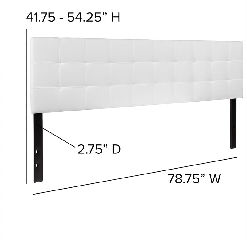 Pemberly Row Contemporary King Fabric Panel Headboard in White