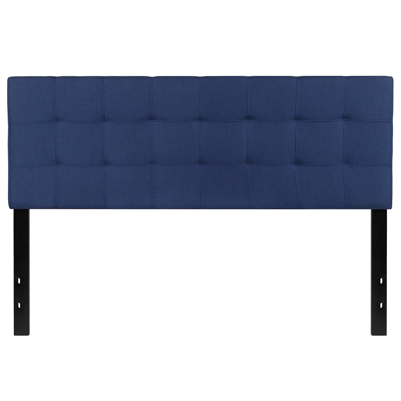 Pemberly Row Contemporary Queen Fabric Panel Headboard in Navy