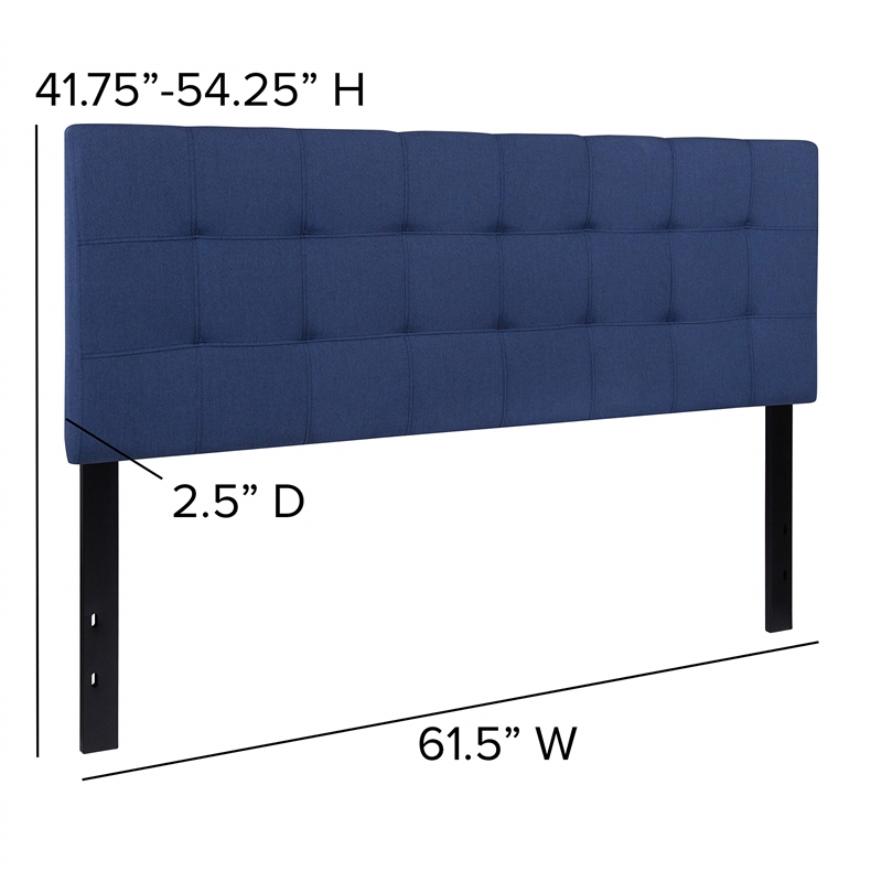 Pemberly Row Contemporary Queen Fabric Panel Headboard in Navy