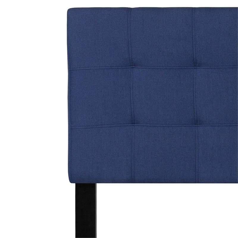 Pemberly Row Contemporary Queen Fabric Panel Headboard in Navy